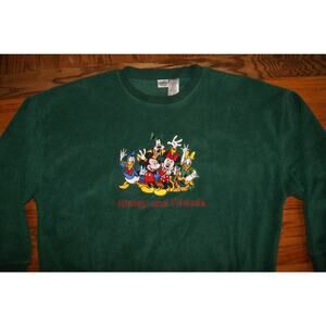 VTG Y2K The Disney Store Mickey Mouse and Friends Green Fleece Sweatshirt 2XL